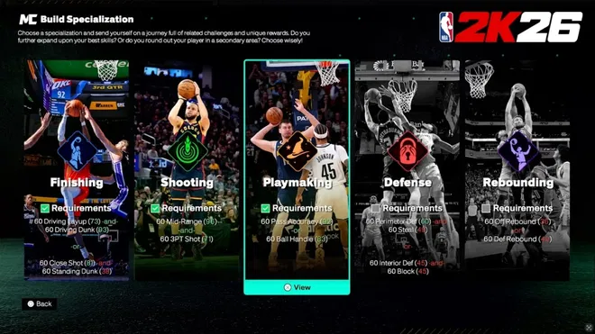 NBA 2K26 MyPLAYER Builder Types